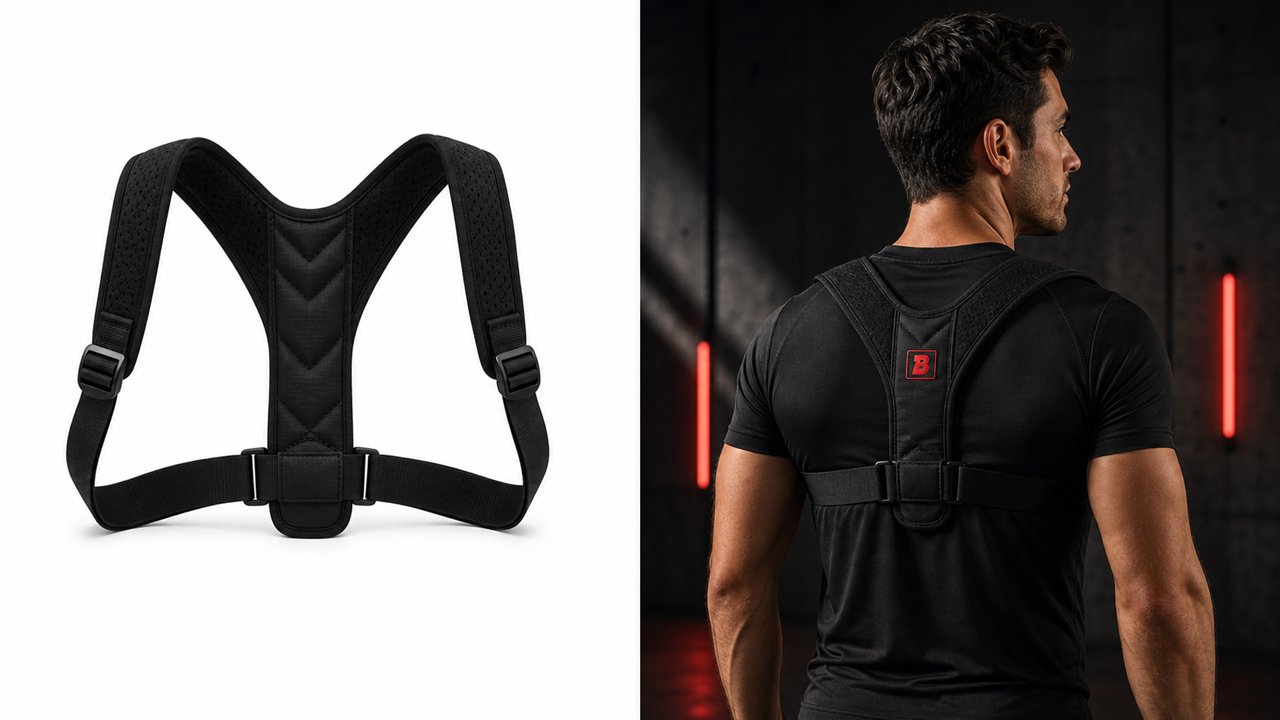 Clear before and after posture corrector product visual example